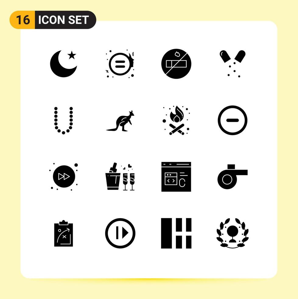 conjunto de 16 símbolos de símbolos de ícones de interface do usuário modernos para elementos de design de vetores editáveis médicos de beleza anômala lux