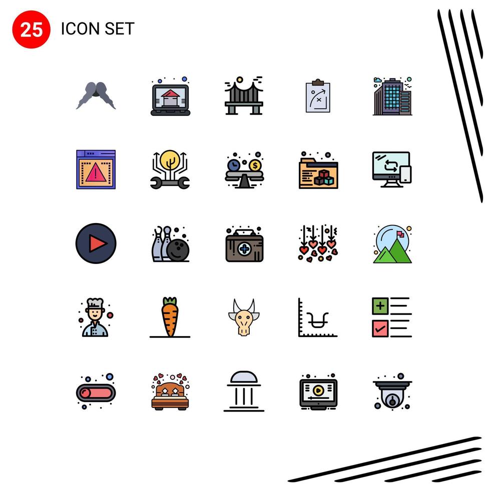 25 ícones criativos, sinais modernos e símbolos de táticas, plano inteligente estratégico, elementos de design de vetores editáveis de rio