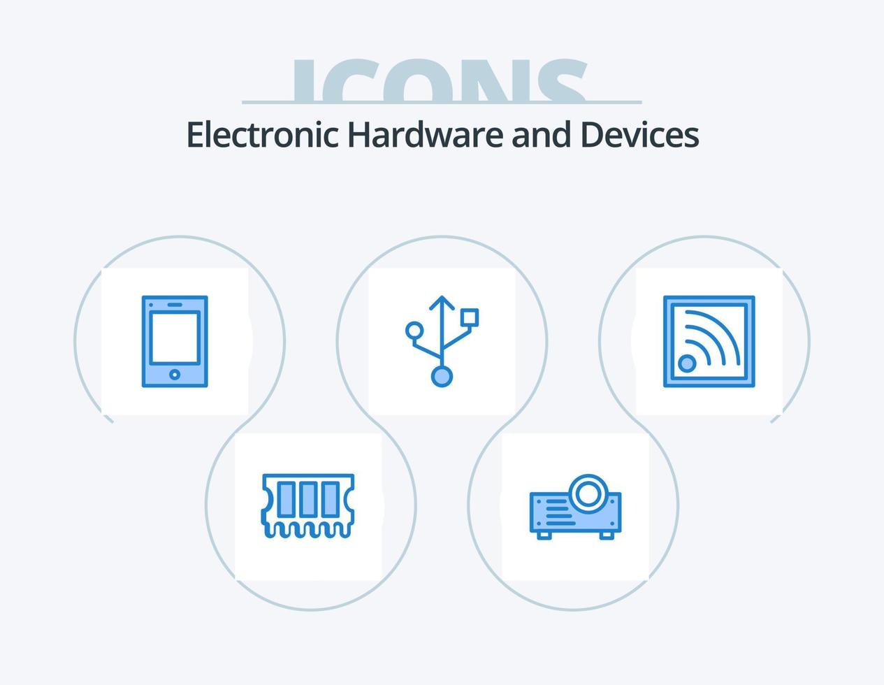 design de ícones do pacote de ícones azuis de dispositivos 5. . . telefone. Wi-fi. conexão vetor