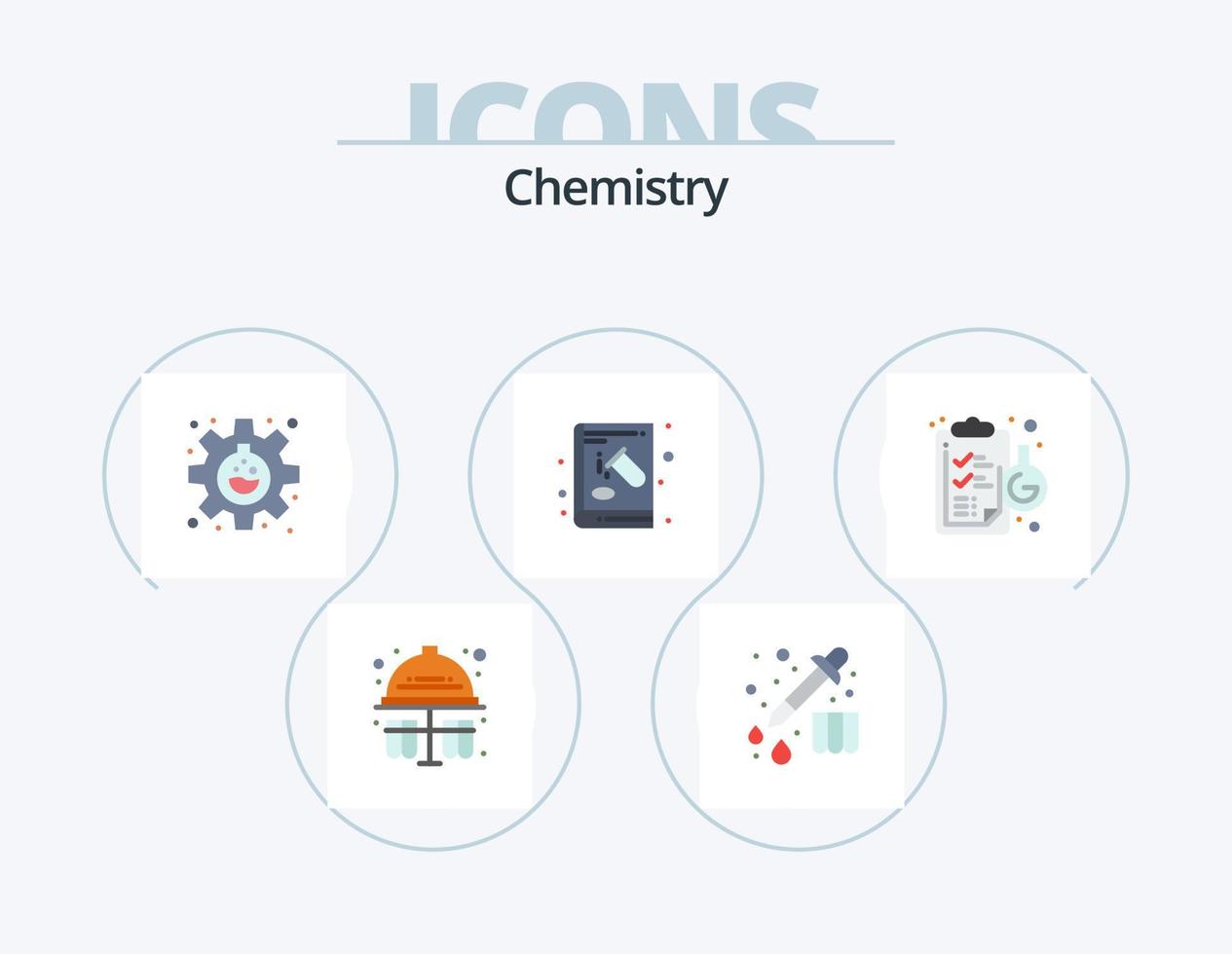 design de ícones do pacote de ícones planos de química 5. químico. experimentar. frasco. Educação. químico vetor