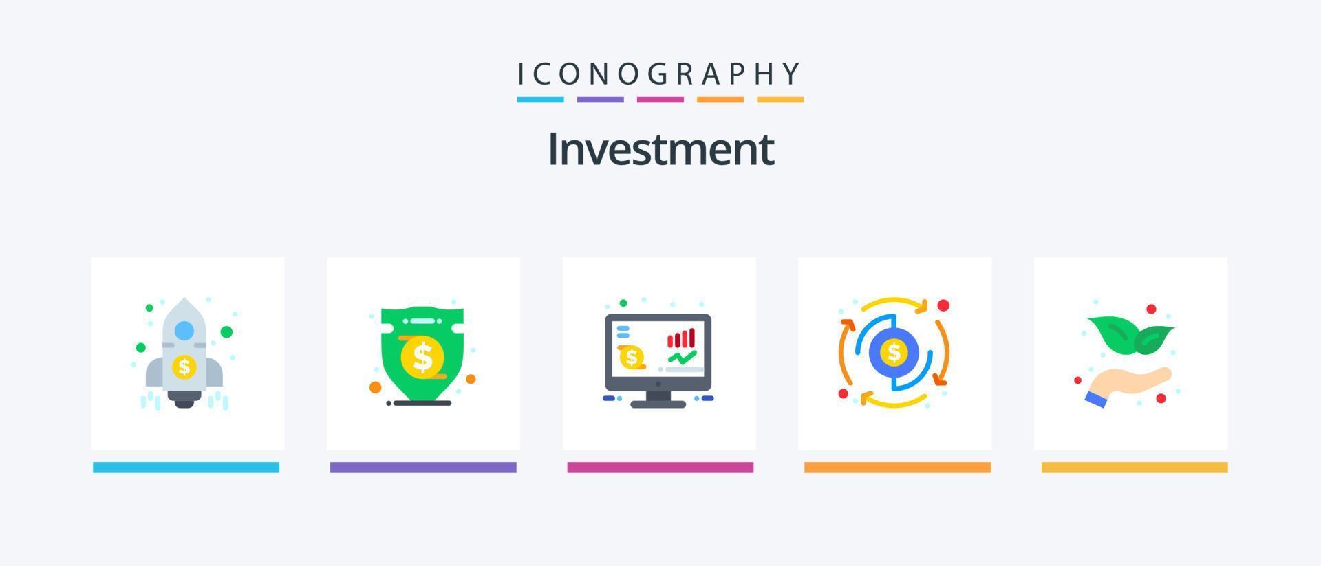 pacote de ícones de 5 planos de investimento, incluindo investimento. transferir. investimento. em processamento. dólar. design de ícones criativos vetor