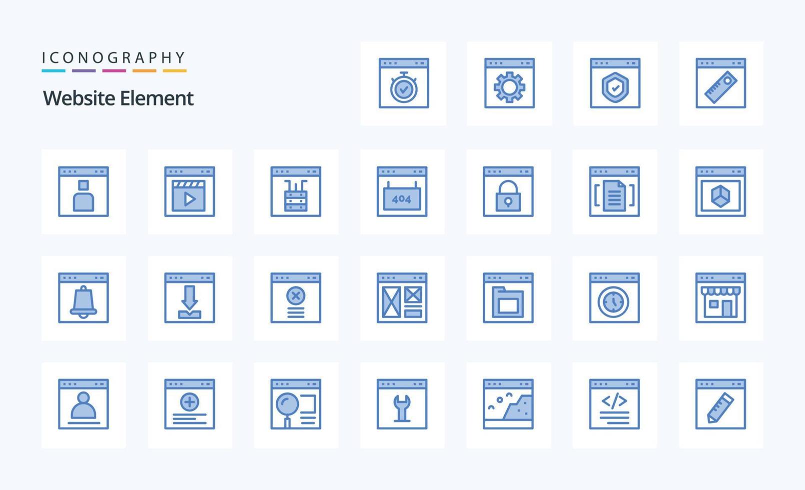 pacote de ícones azuis de 25 elementos do site vetor