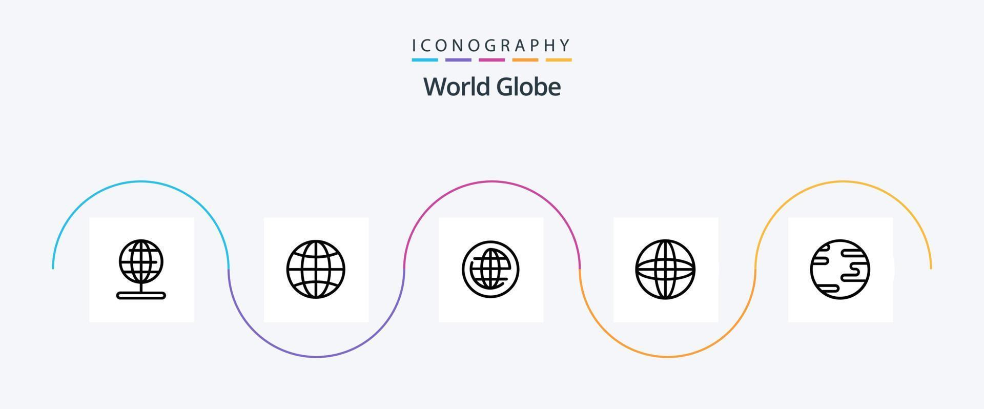 pacote de ícones da linha 5 do globo, incluindo . globo. global. terra. Internet vetor