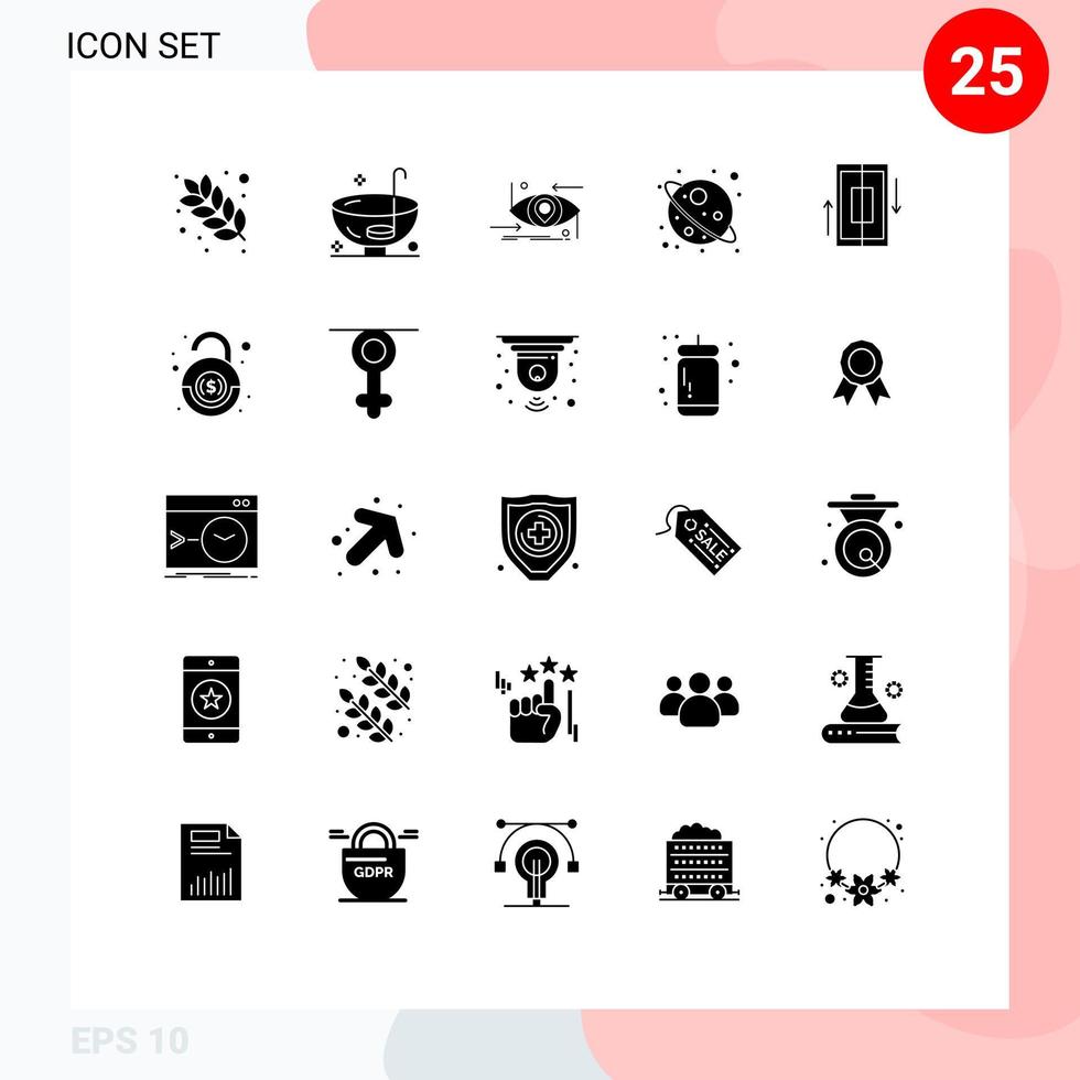 25 interface do usuário pacote de glifos sólidos de sinais e símbolos modernos de elementos de design de vetores editáveis de ação de graças da estrela de sincronização