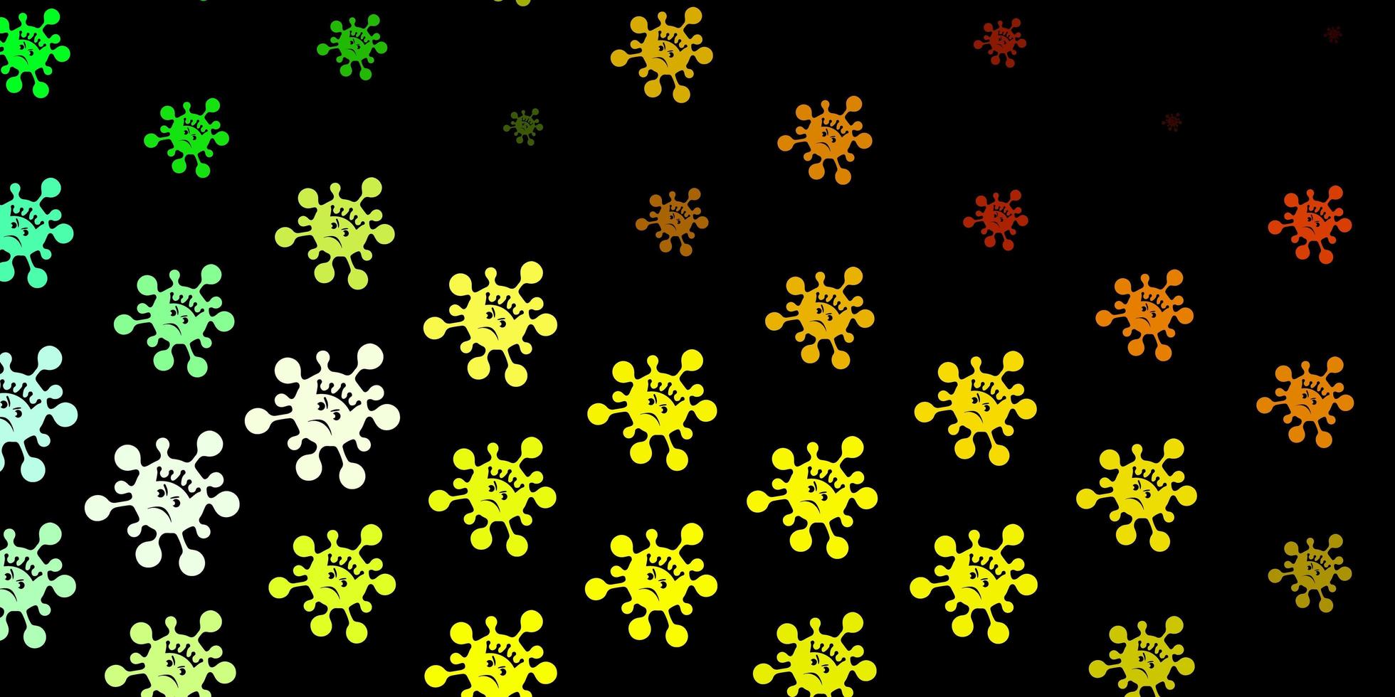 textura de vetor verde escuro e amarelo com símbolos de doenças