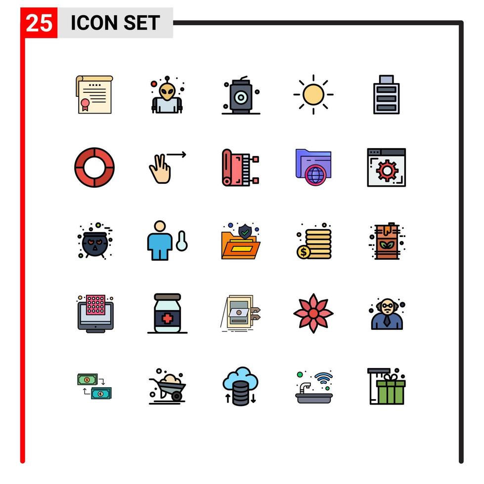 pacote de ícones de vetores de ações de 25 sinais e símbolos de linha para diagramas simples podem elementos de design de vetores editáveis de pleno sol