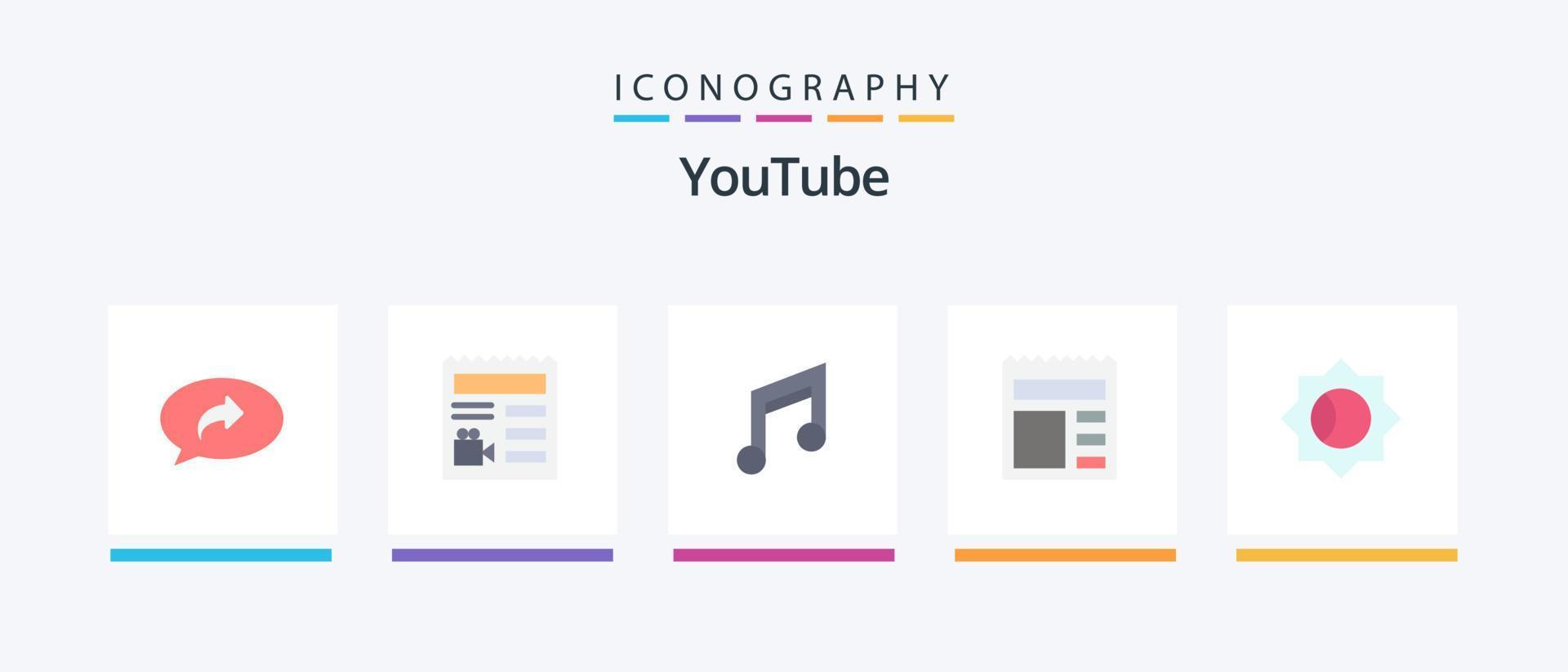 pacote de ícones do youtube flat 5, incluindo básico. ui. aplicativo. básico. música. design de ícones criativos vetor