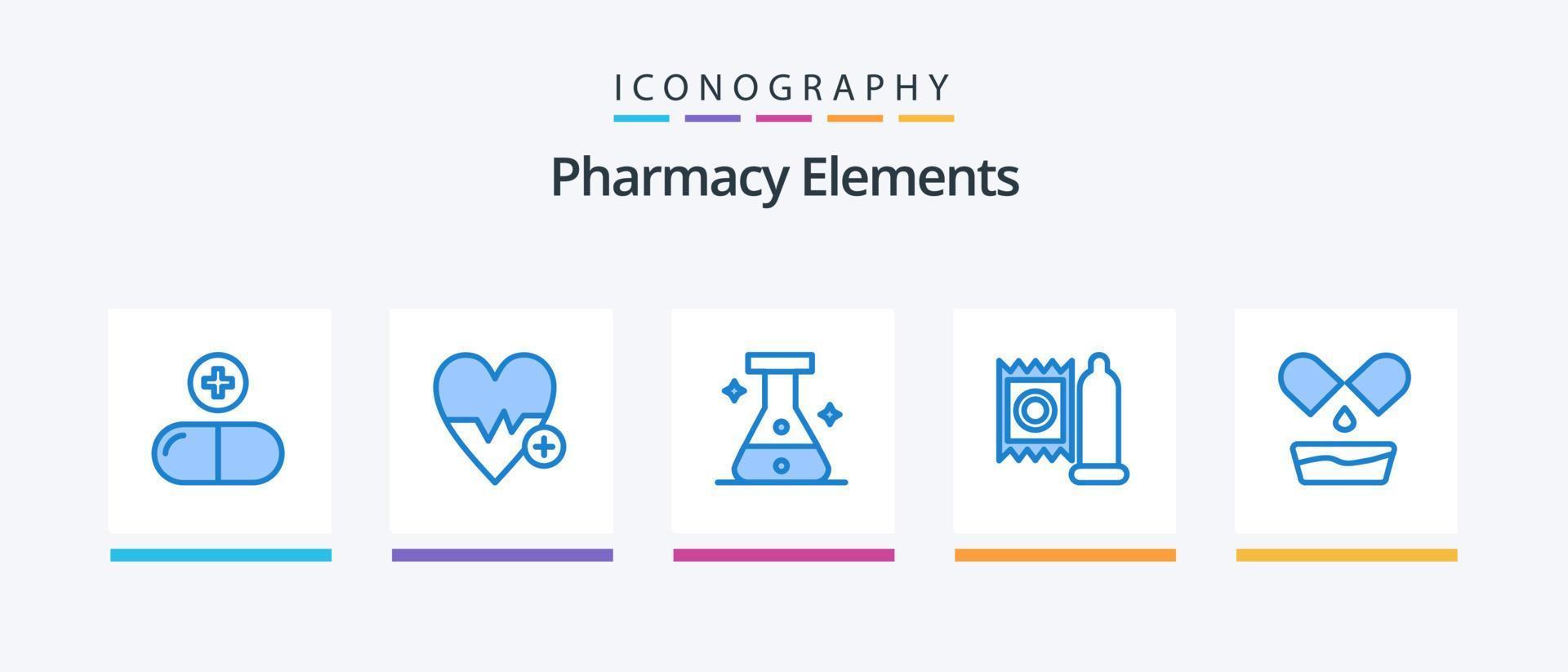 elementos de farmácia pacote de ícones azul 5 incluindo pílulas. medicamento. frasco. medicina. doutor. design de ícones criativos vetor