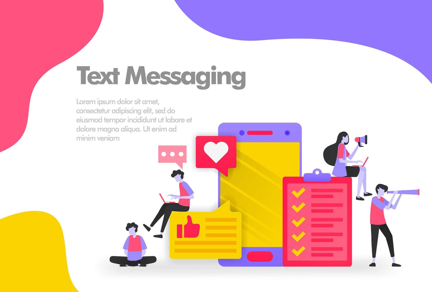 conceito de ilustração de mensagens de texto, enviar e receber mensagens. conceito de design moderno plano para site da página de destino, ui ux de aplicativos móveis, cartaz de banner, folheto panfleto, documento de impressão da web. vetor eps 10