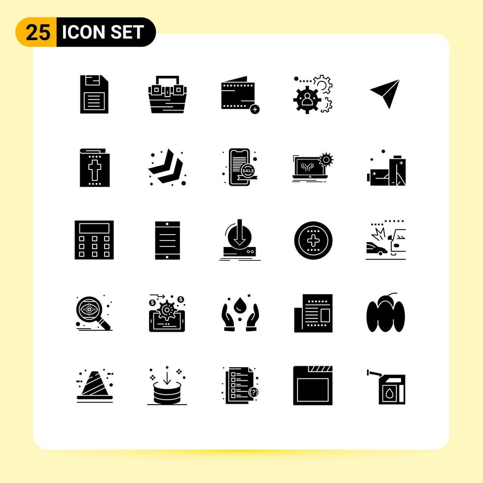 pacote de interface do usuário de 25 glifos sólidos básicos de material de equipe humano e elementos de design de vetores editáveis