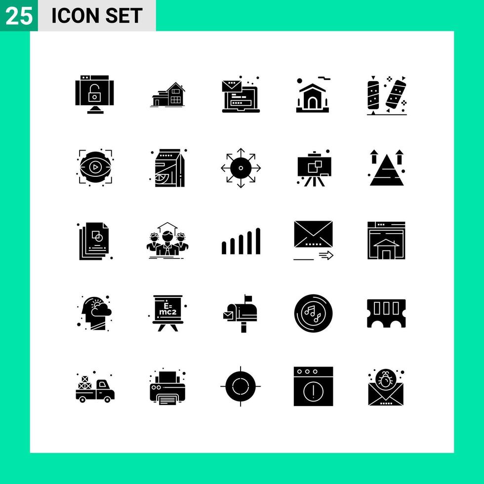 pacote de ícones de vetores de ações de 25 sinais e símbolos de linha para doces, login de casa de computador real, elementos de design de vetores editáveis