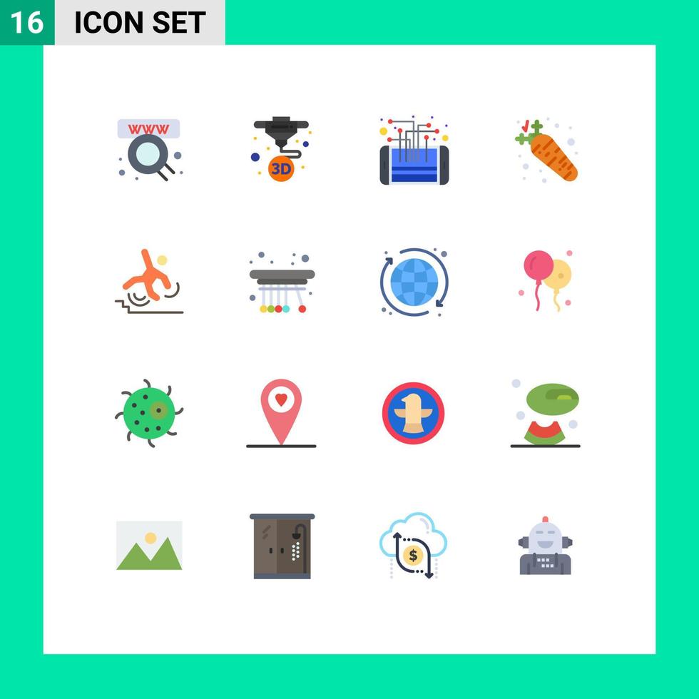pacote de cores planas de 16 símbolos universais de circuito alimentar de negócios pacote editável inteligente de elementos de design de vetores criativos