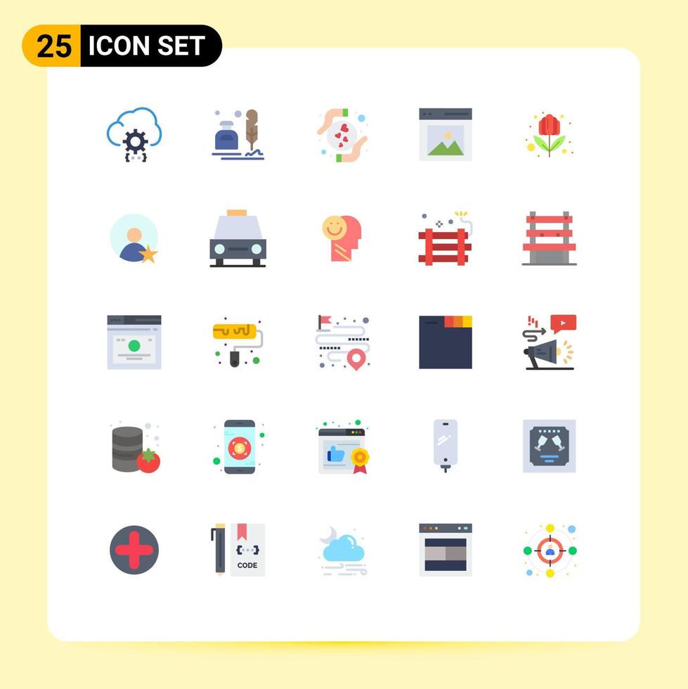 grupo de símbolos de ícone universal de 25 cores planas modernas de conteúdo de imagem carta comunicação amor elementos de design de vetores editáveis