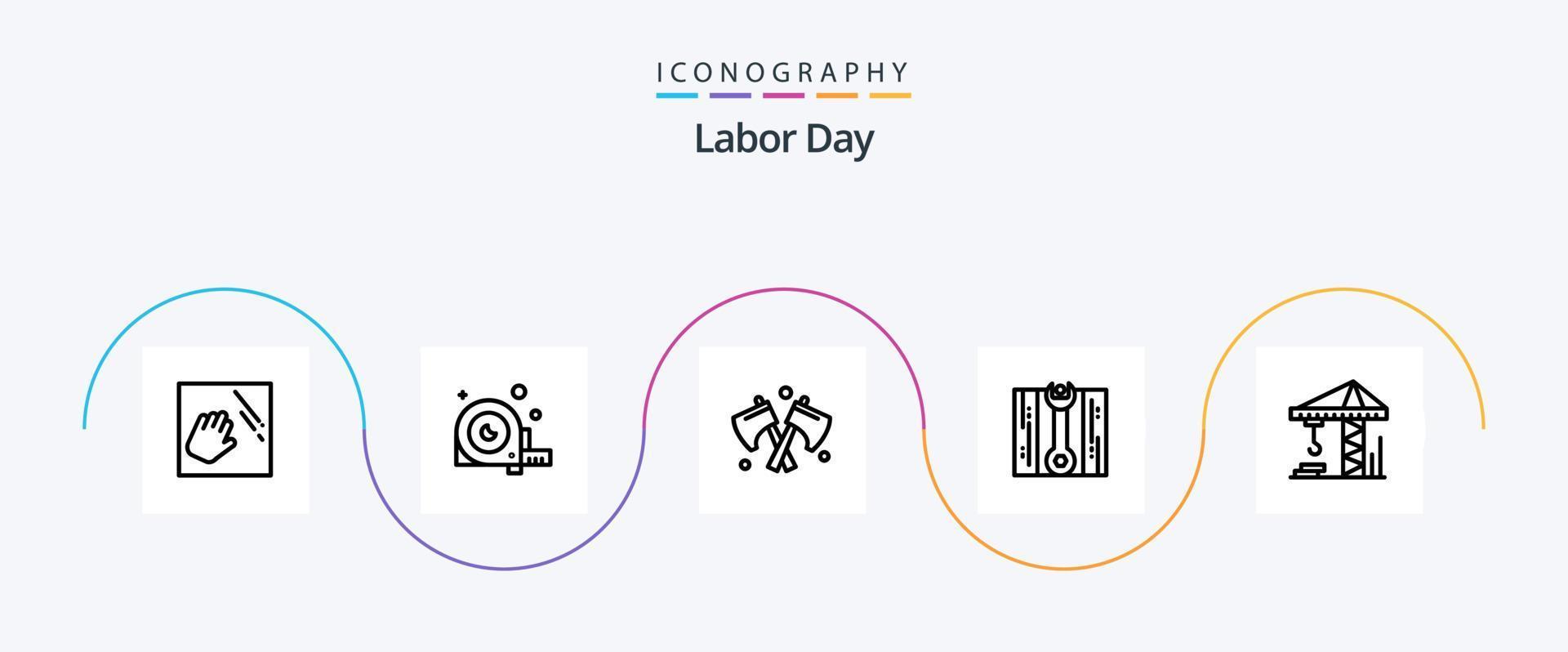 pacote de ícones da linha 5 do dia do trabalho, incluindo correção. construção . arma. Machado vetor