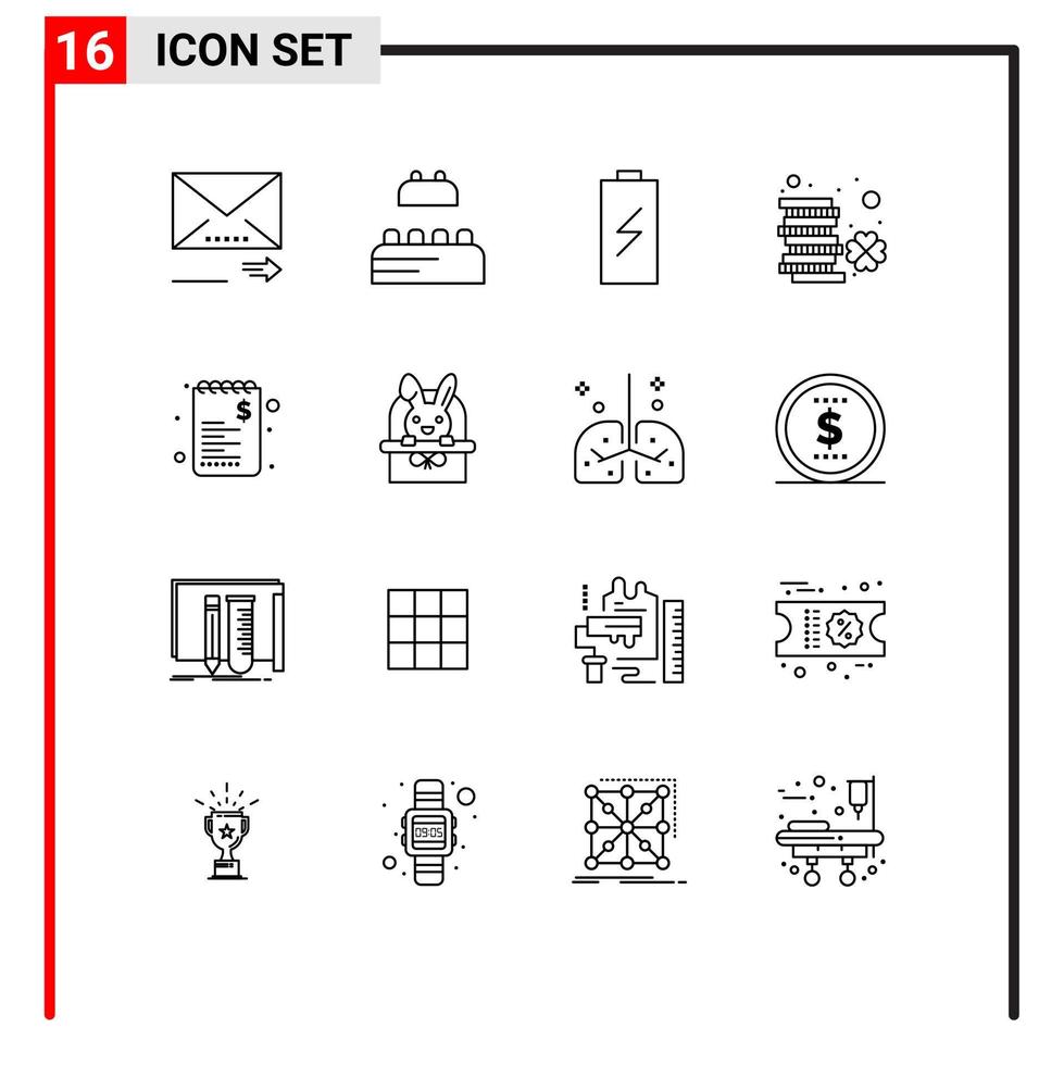 pacote de interface do usuário de 16 contornos básicos de elementos de design de vetores editáveis de moeda irlandesa de carga de dinheiro de comércio