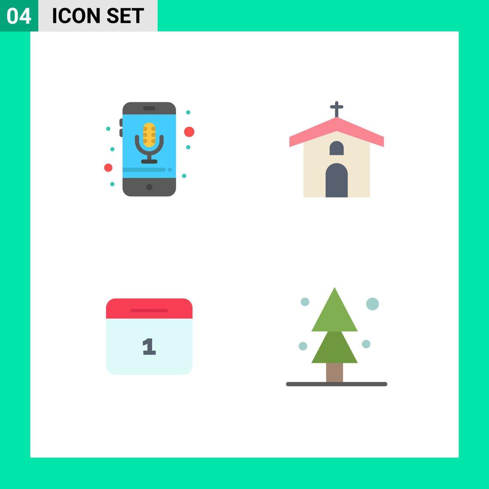 grupo de 4 sinais e símbolos de ícones planos para dispositivo data de celebração de gravação de páscoa elementos de design vetoriais editáveis vetor