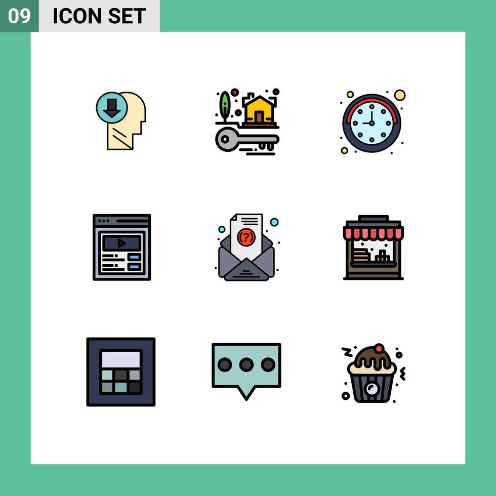 9 interface de usuário pacote de cores planas de linha cheia de sinais e símbolos modernos de interface de usuário de imóveis da web de boletim informativo elementos de design de vetores editáveis de conteúdo personalizado