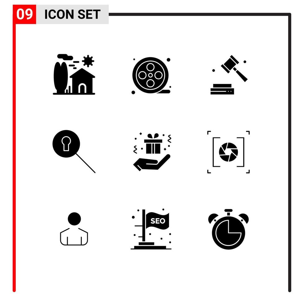 pacote de ícones vetoriais de estoque de 9 sinais e símbolos de linha para elementos de design vetoriais editáveis de segredo de negócios de aniversário de festa de mão vetor