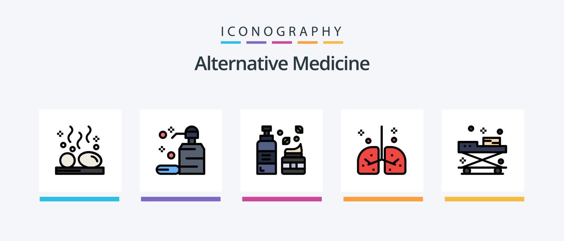 linha de medicina alternativa cheia de 5 ícones incluindo drogas. médico. beleza. hospital. bem-estar. design de ícones criativos vetor