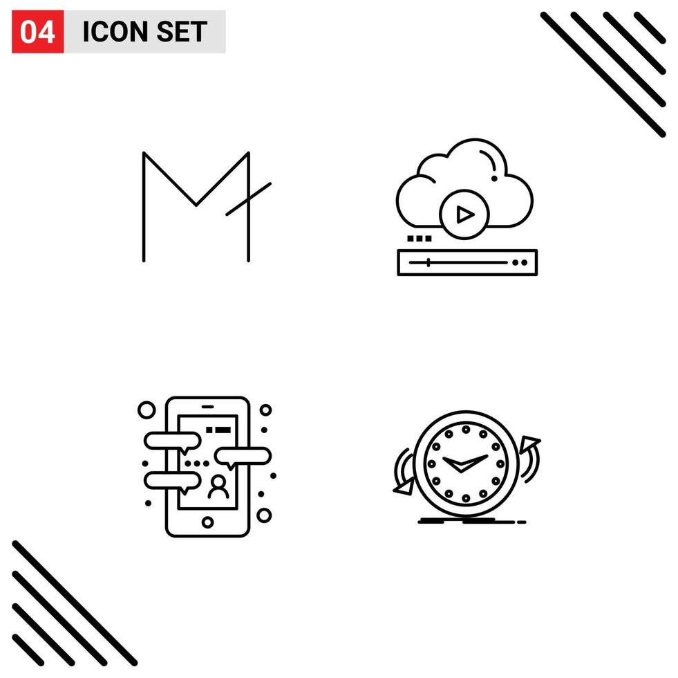 conjunto moderno de 4 cores e símbolos planos de linha preenchida, como aplicativo de moeda de lua, jogador de moeda criptográfica, curso de elementos de design de vetores editáveis