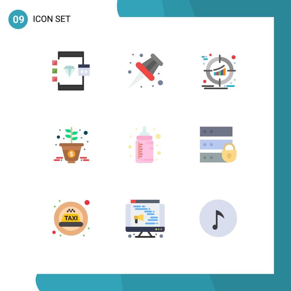 pacote de ícones de vetores de estoque de 9 sinais e símbolos de linha para estratégia de crescimento de alvo de marketing de bebê elementos de design de vetores editáveis