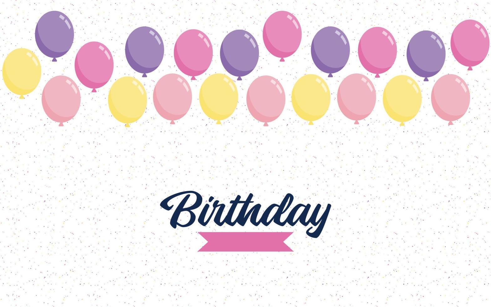 banner de texto de letras de feliz aniversário com fundo de balão vetor