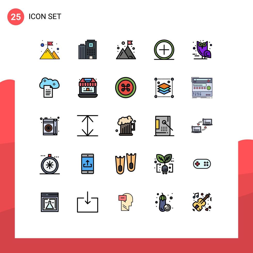 conjunto de 25 sinais de símbolos de ícones de interface do usuário modernos para além de criar elementos de design de vetores editáveis de missão de círculo de cuidado