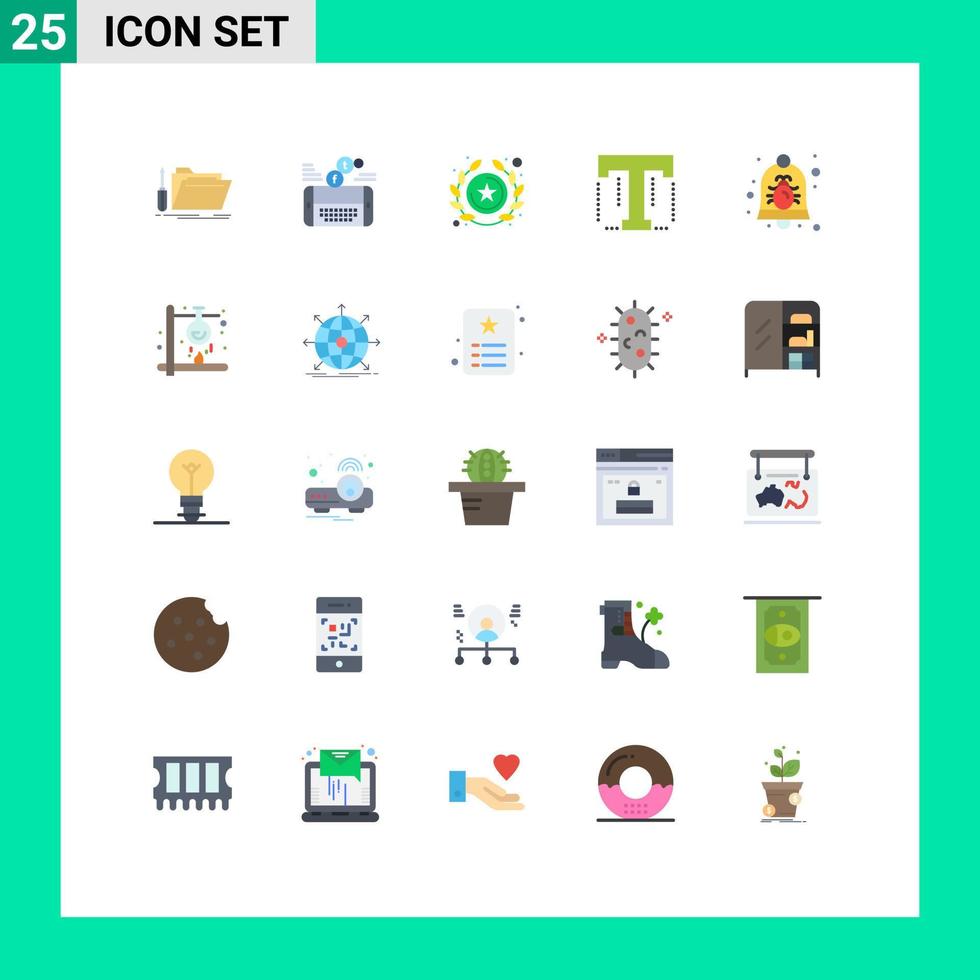 grupo de símbolos de ícone universal de 25 cores planas modernas de texto de designer vencedor de fonte do facebook elementos de design de vetores editáveis