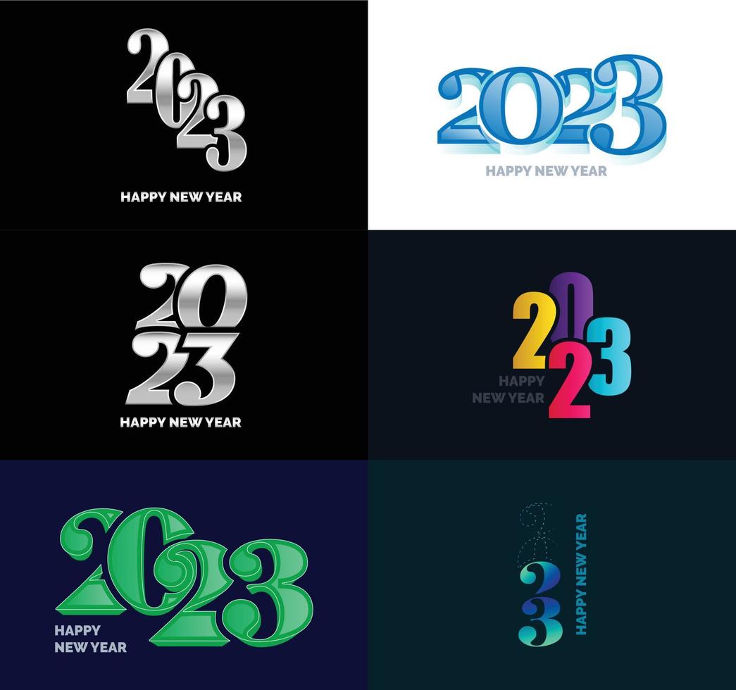 grande conjunto de design de texto de logotipo de feliz ano novo de 2023 modelo de design de número de 2023 vetor