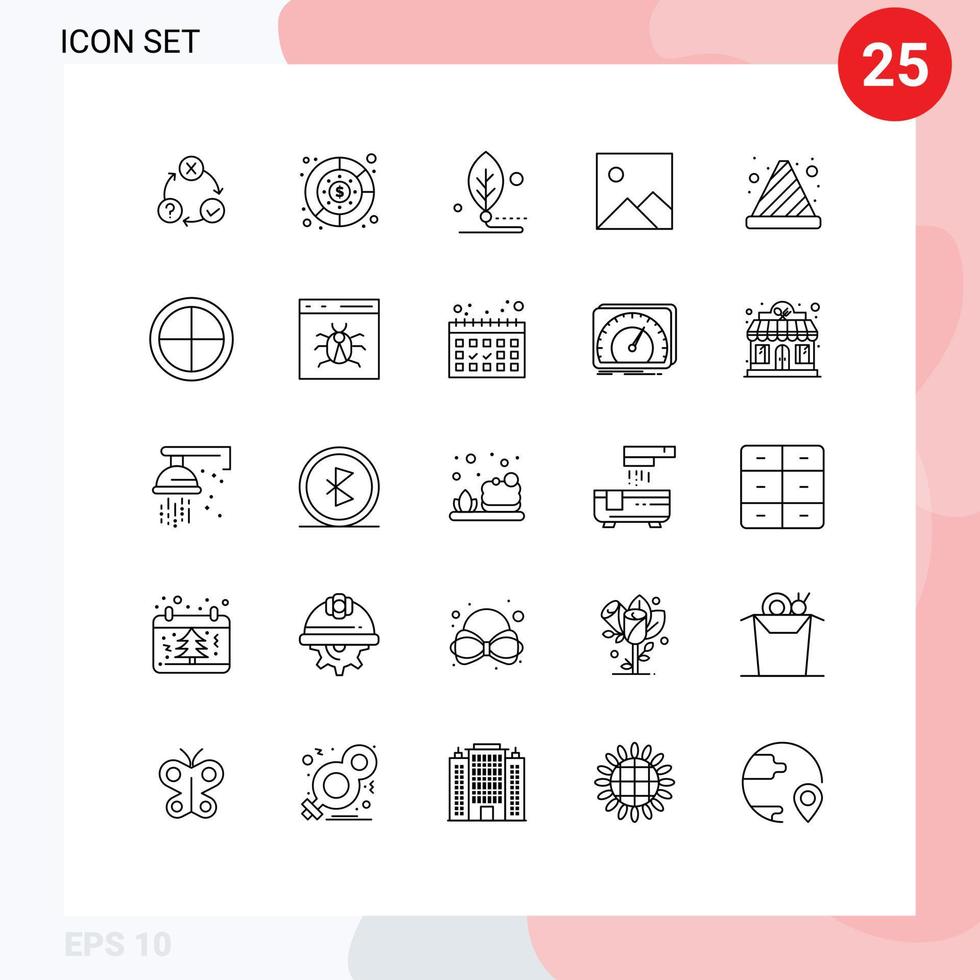 conjunto moderno de pictograma de 25 linhas de cone imagem dinheiro twitter folha editável elementos de design vetorial vetor