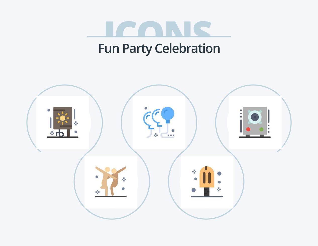 design de ícones do pacote de ícones planos de festa 5. Alto-falante. Festa. celebração. celebração. balões vetor