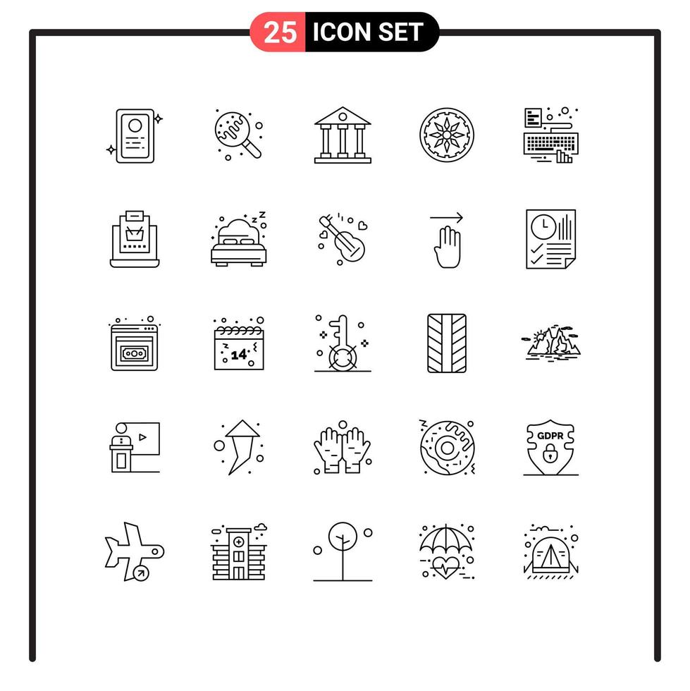 conjunto de 25 linhas comerciais pacote para tipo mãos colunas elementos de design de vetores editáveis do círculo da índia