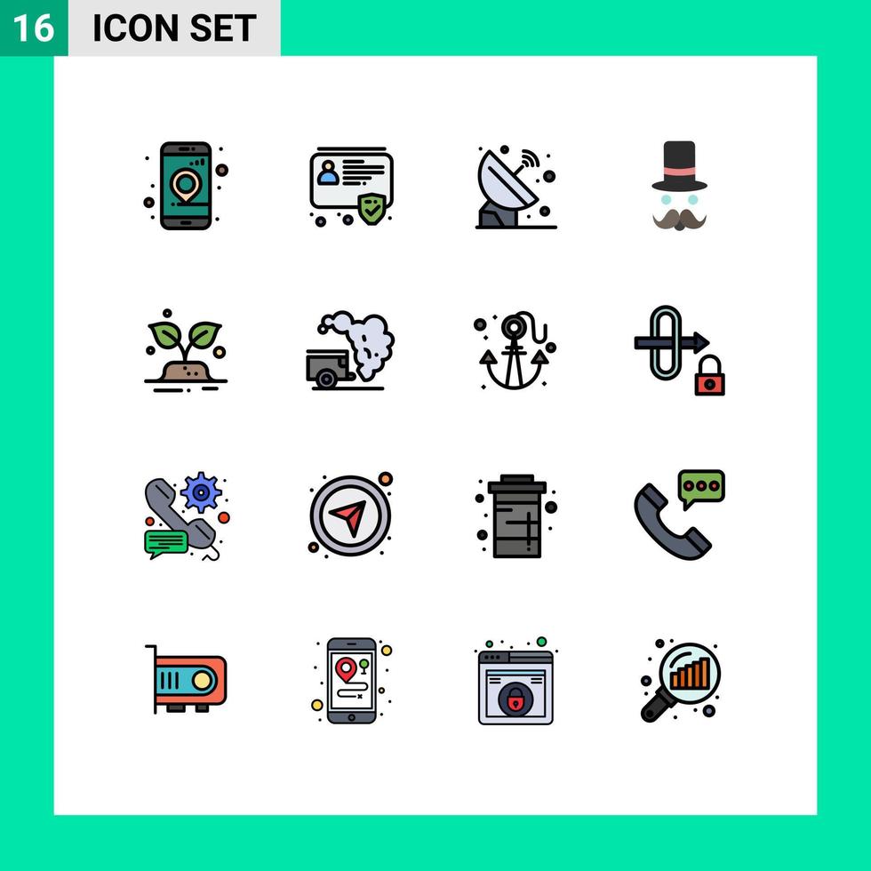 conjunto de 16 sinais de símbolos de ícones de interface do usuário modernos para chapéu movember satélite hipster espaço editável elementos de design de vetor criativo
