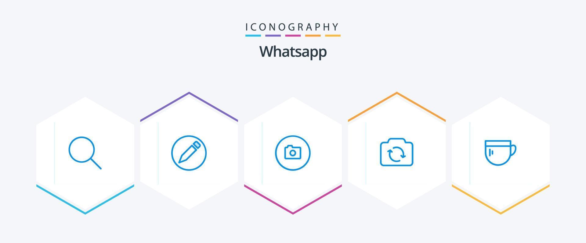 pacote de ícones azuis do whatsapp 25, incluindo café. copo. imagem. ui. atualizar vetor