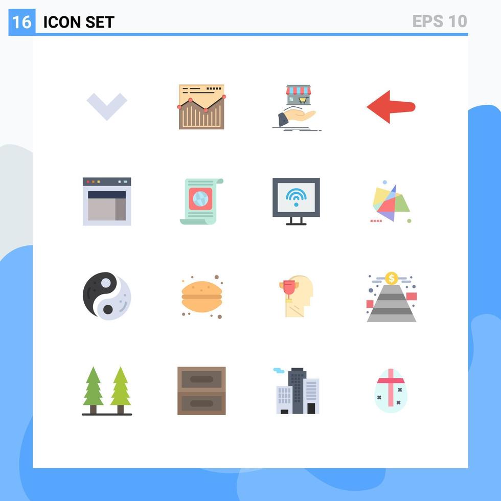 pacote de 16 sinais e símbolos modernos de cores planas para mídia impressa na web, como layout da web, pacote editável de seta de design de elementos de design de vetores criativos
