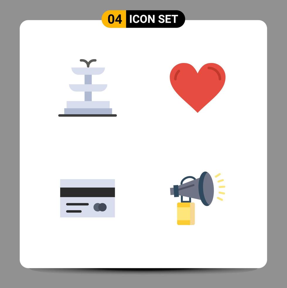 pacote de 4 sinais e símbolos de ícones planos modernos para mídia impressa na web, como fonte de crédito, relatório de amor, elementos de design de vetores editáveis de ar