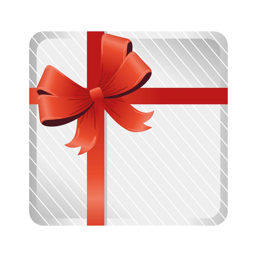 caixa de presente branco feliz natal com fita vermelha vetor