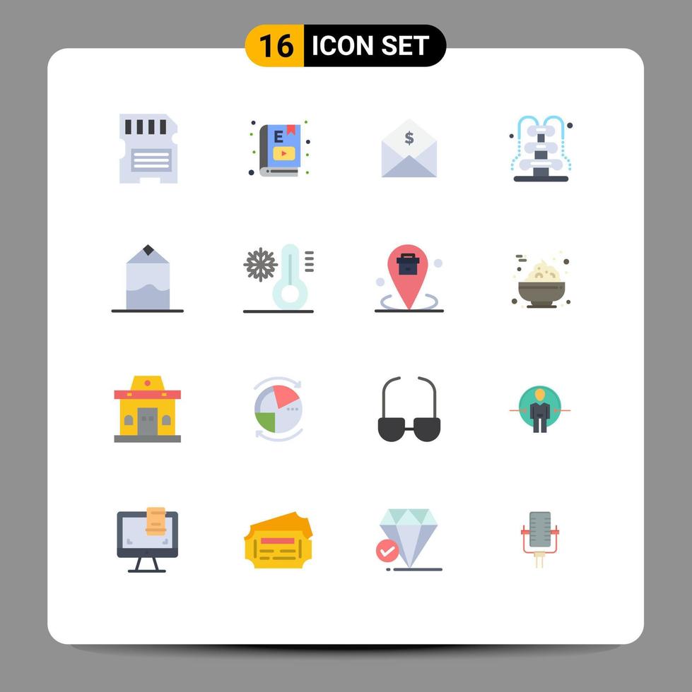 pacote de ícones vetoriais de estoque de 16 sinais e símbolos de linha para estudo de parque aquático pacote editável de dinheiro de fonte de elementos de design de vetores criativos