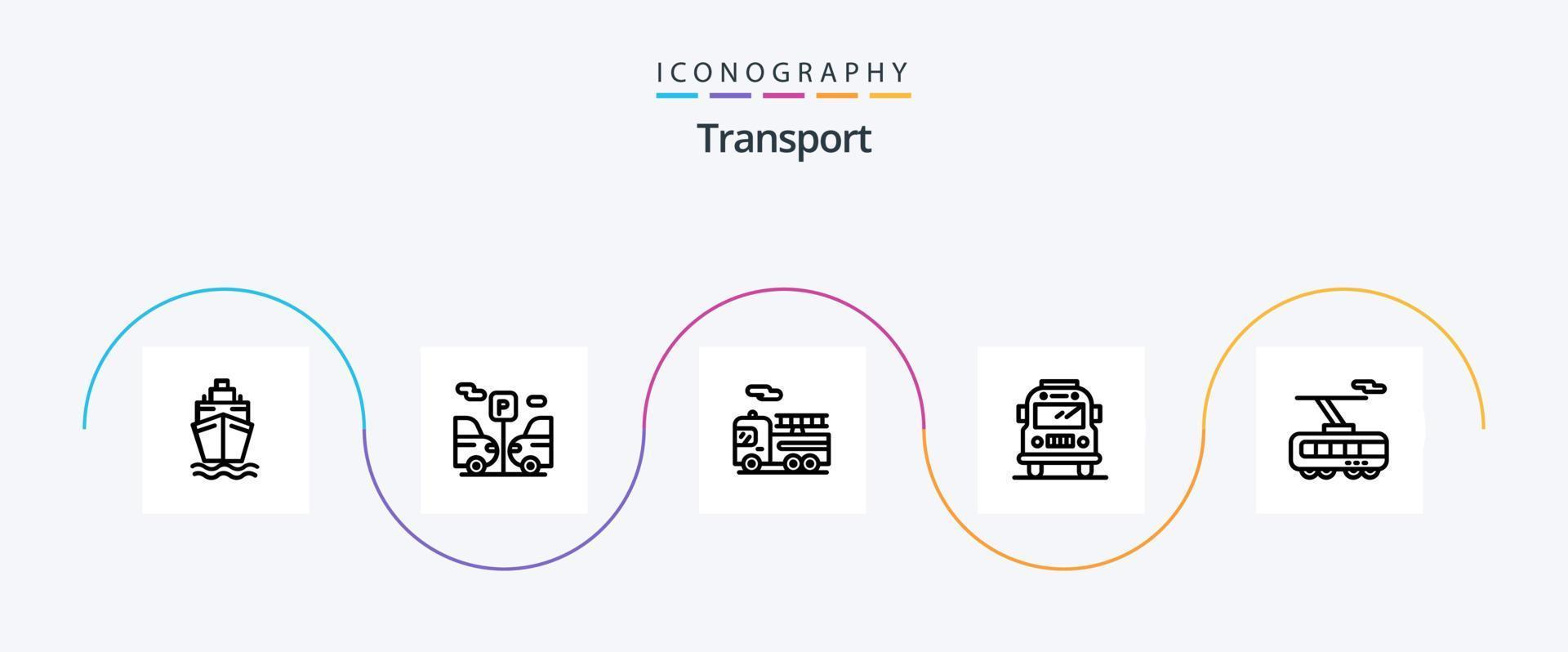 pacote de ícones da linha de transporte 5, incluindo . transporte. transporte. Comboio. esperto vetor