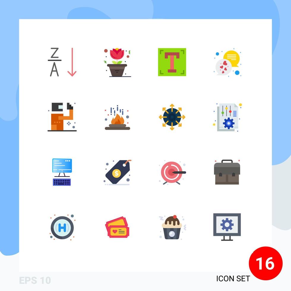 conjunto de pictogramas de 16 cores planas simples de texto de caminho de assassino assassino amor pacote editável de elementos de design de vetores criativos
