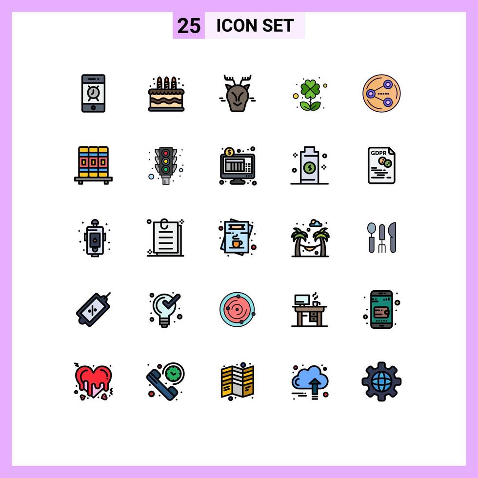 conjunto de 25 sinais de símbolos de ícones de interface do usuário modernos para compartilhamento de mídia ártico compartilham quatro elementos de design de vetores editáveis