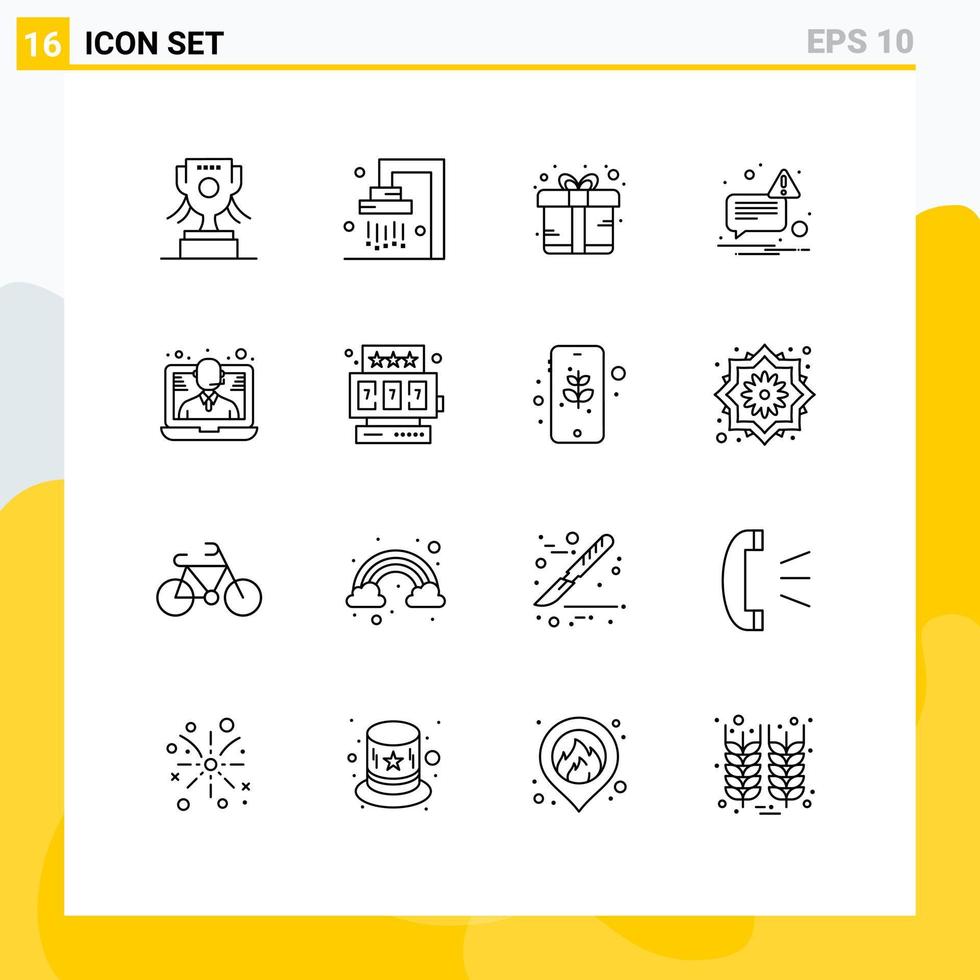 pacote de linha vetorial editável de 16 contornos simples de conferência de bônus de ajuda de chamada elementos de design vetorial não editáveis vetor