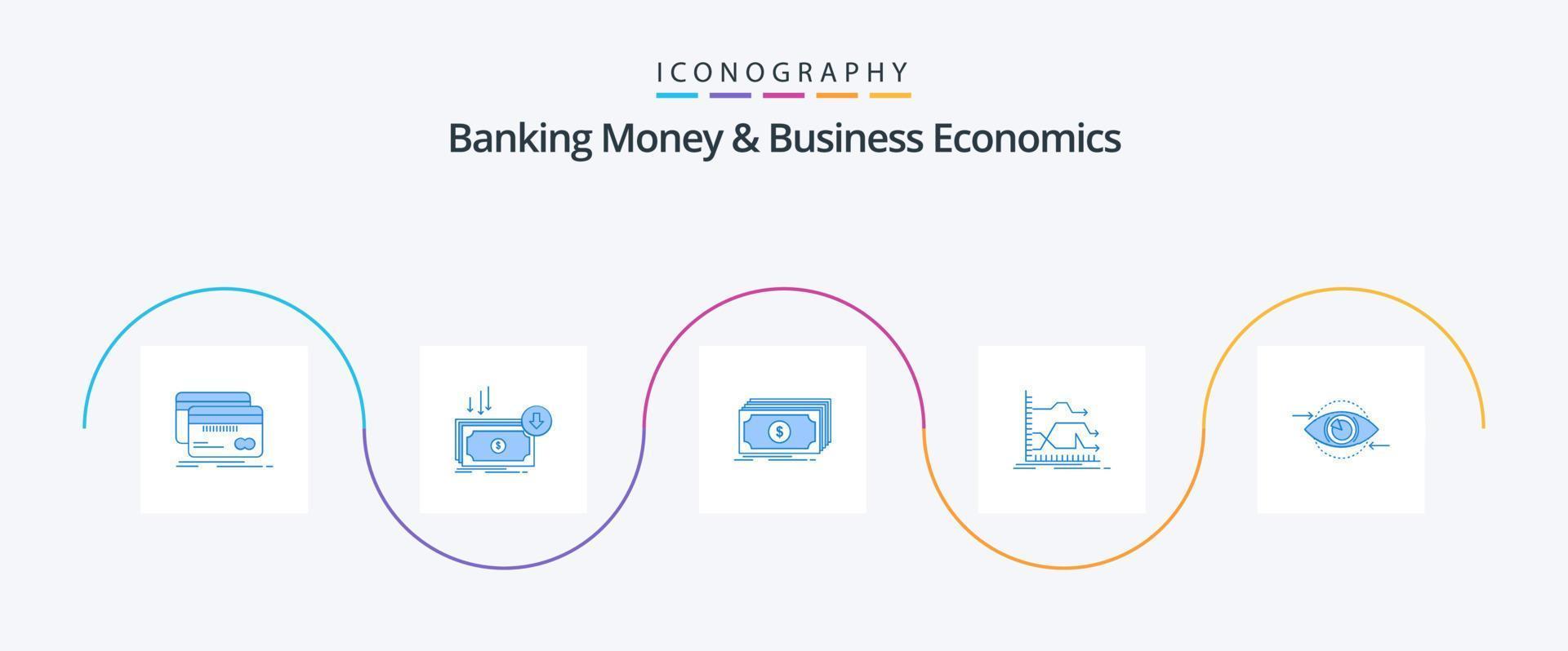 dinheiro bancário e pacote de ícones azul 5 de economia de negócios, incluindo encaminhamento. dinheiro. despesa. fundos. dólar vetor