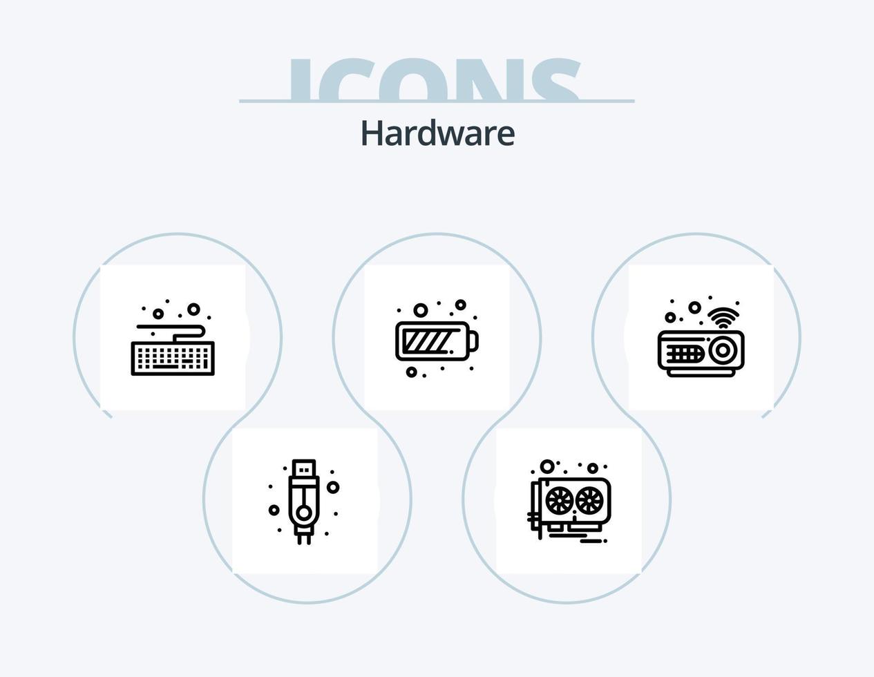 ícone de linha de hardware pack 5 design de ícone. . segurança. círculo. cctv. hardware vetor