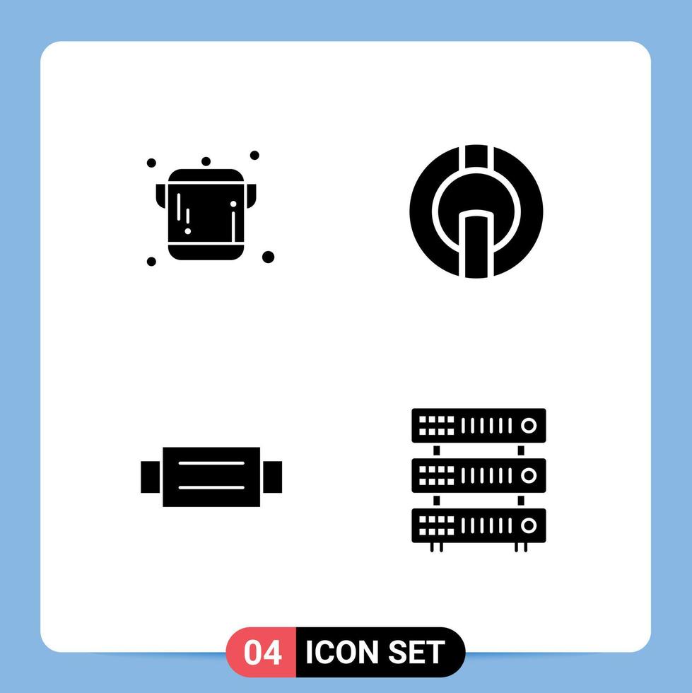 conjunto de 4 sinais de símbolos de ícones de interface do usuário modernos para cozinhar elementos de design de vetores editáveis de banco de dados de moeda criptografada de moda io