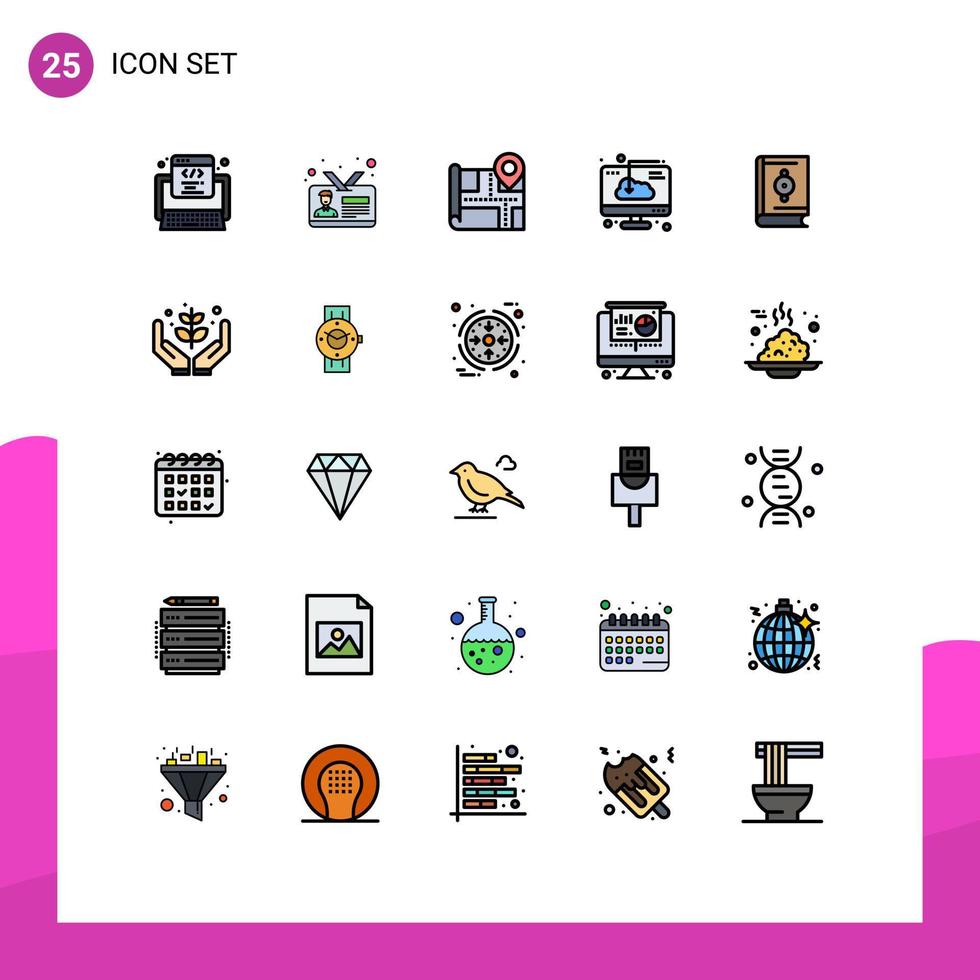25 ícones criativos sinais e símbolos modernos do download do cartão do funcionário da instalação do Islã elementos de design de vetores editáveis em nuvem