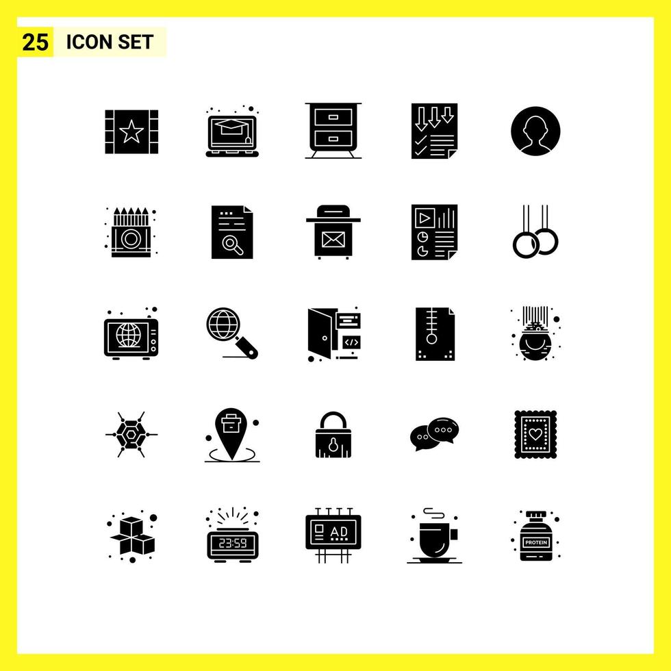 25 ícones criativos sinais modernos e símbolos de elementos de design de vetores editáveis de papel de avatar de interior de usuário de caixa