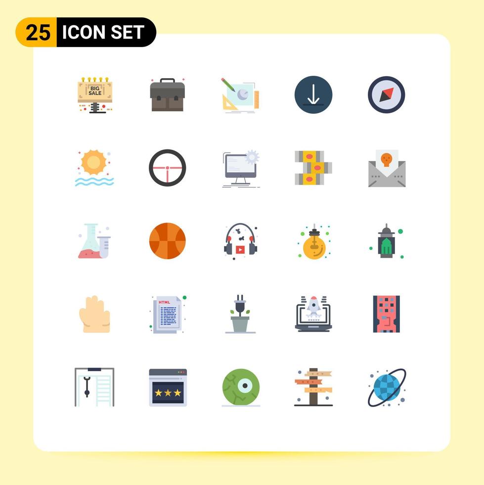 pacote de 25 cores planas criativas de elementos de design de vetores editáveis de círculo de bússola de design de praia de natação