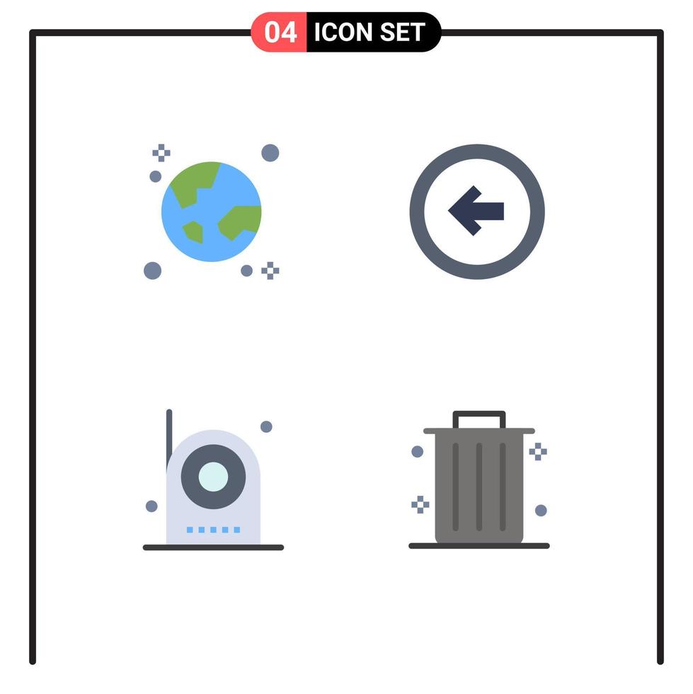 grupo de símbolos de ícone universal de 4 ícones planos modernos de dispositivos de botão do globo esquerdo do navegador elementos de design vetorial editáveis vetor