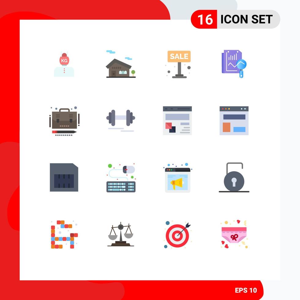 grupo de símbolos de ícone universal de 16 cores planas modernas de venda de pesquisa de negócios estático para venda pacote editável de elementos de design de vetores criativos
